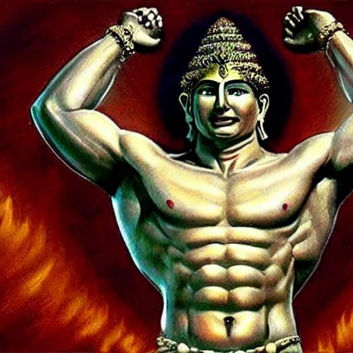 Prompt: hyperrealistic artwork depiction of Tom Cruise as the Hindu God Vishnu