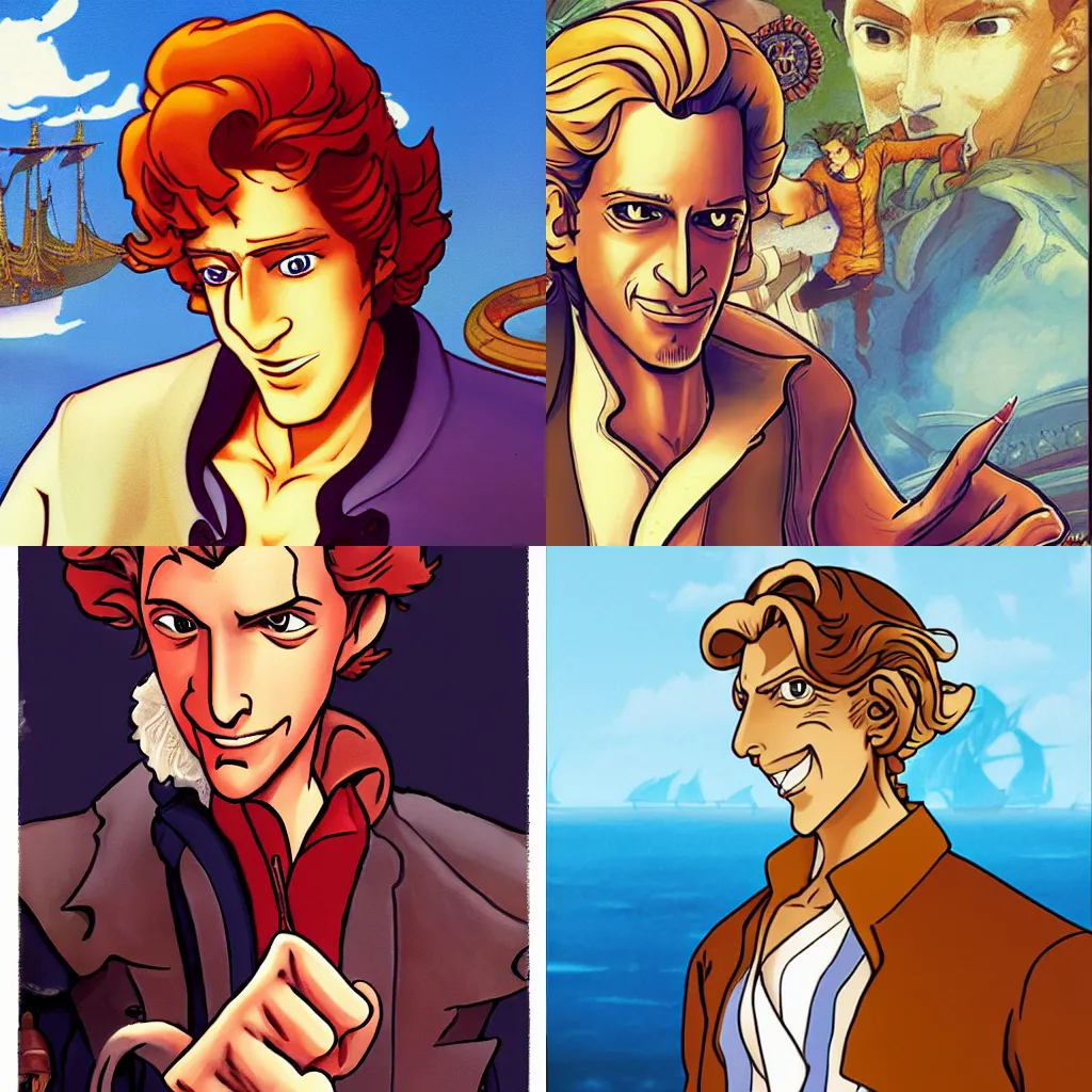 Prompt: Guybrush Threepwood, by Satoshi Kon