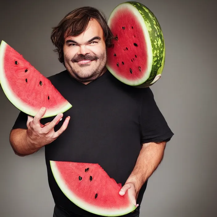 Image similar to jack black as a watermelon, 8 k,