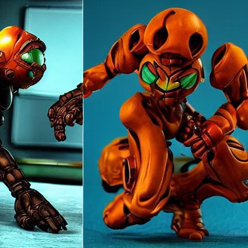 Image similar to super metroid samus versus phantoon realistic gritty spooky highly detailed