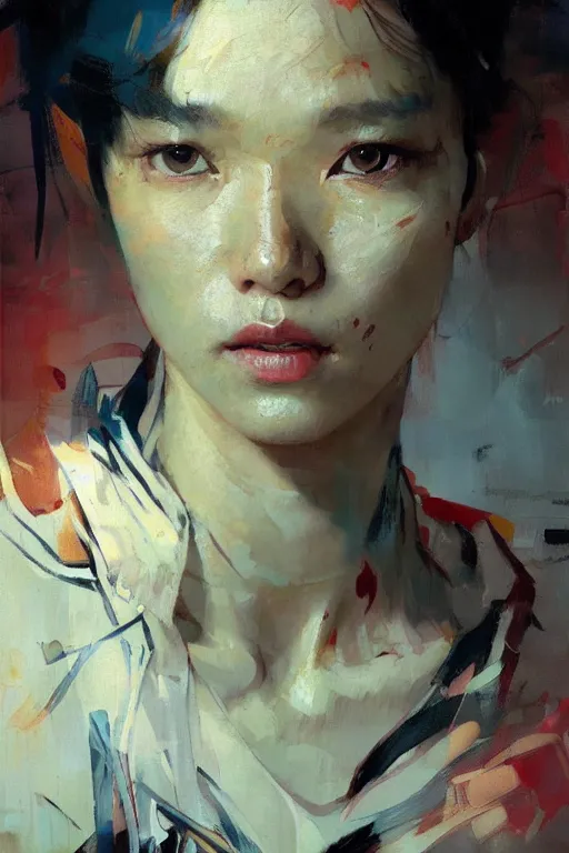Image similar to jeong ho - yeon by greg rutkowski, jeremy mann, francoise nielly, van gogh, ross tran, rule of thirds, seductive look, beautiful