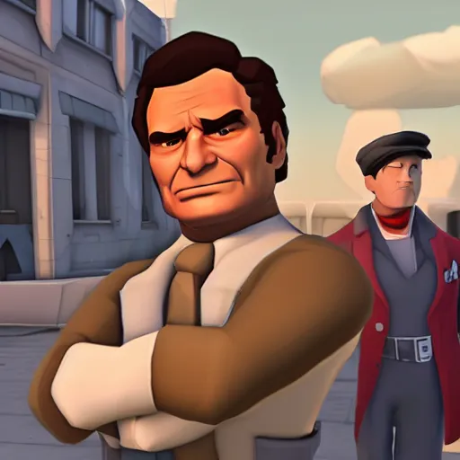 Prompt: peter falk in team fortress 2