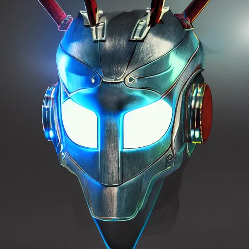 Image similar to cyberpunk viking helmet mask robot ninja illumination ray tracing hdr fanart arstation by sung choi and eric pfeiffer and gabriel garza and casper konefal