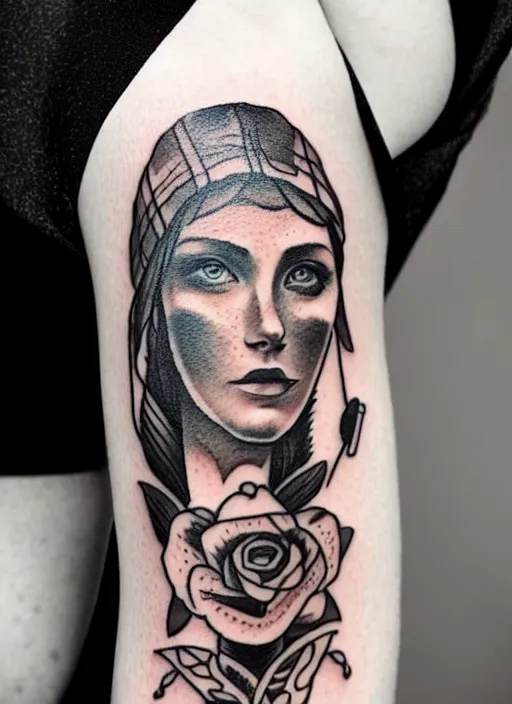 Image similar to traditional sailor tattoo design by greg rutkowski