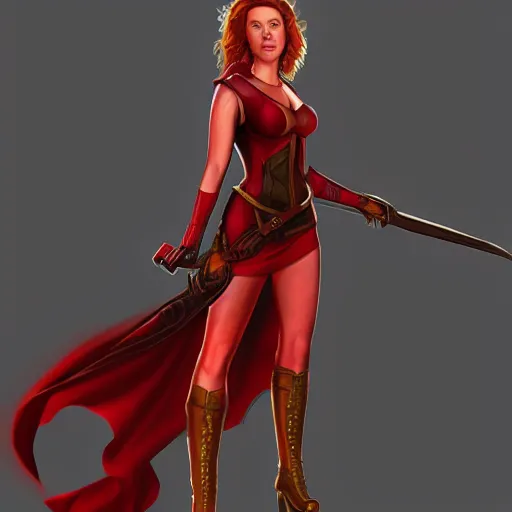 Image similar to full body portrait of scarlet Johansson in the style of a fantasy hero, digital art, artstation