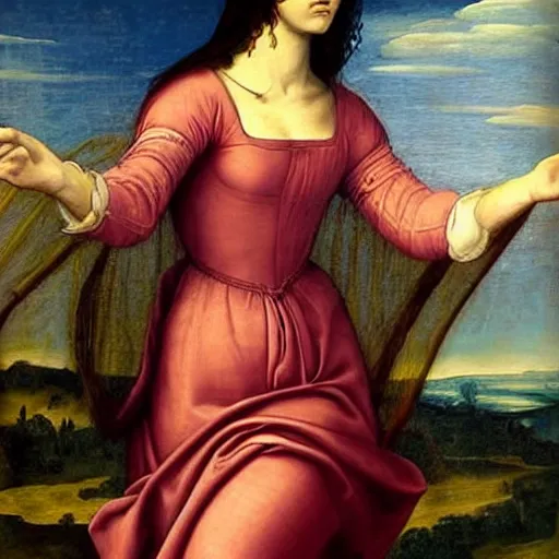 Image similar to a renaissance style painting of the musician bat for lashes