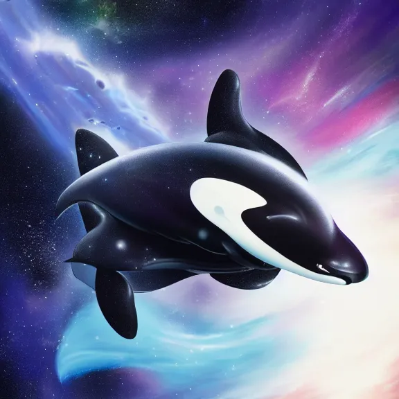 Prompt: space orca swimming in space, high ocatne render, 4k