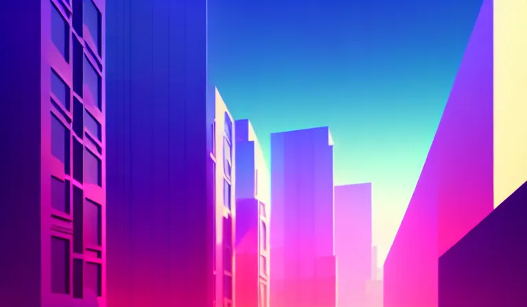 Image similar to a beautiful and immaculate futuristic city. view from an alleyway. vaporwave ombre rendering. outrun style. trending on artstation. recommended for you behance. by chris moore. beeple colors.