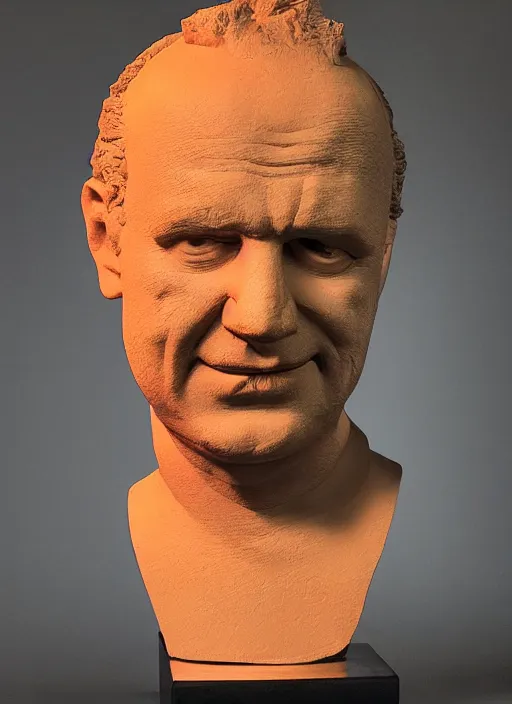 Image similar to stylised bust sculpture of Jonny Rotten, beautiful studio lighting