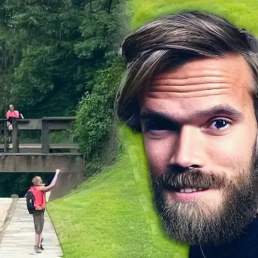 Image similar to pewdiepie at the bridge