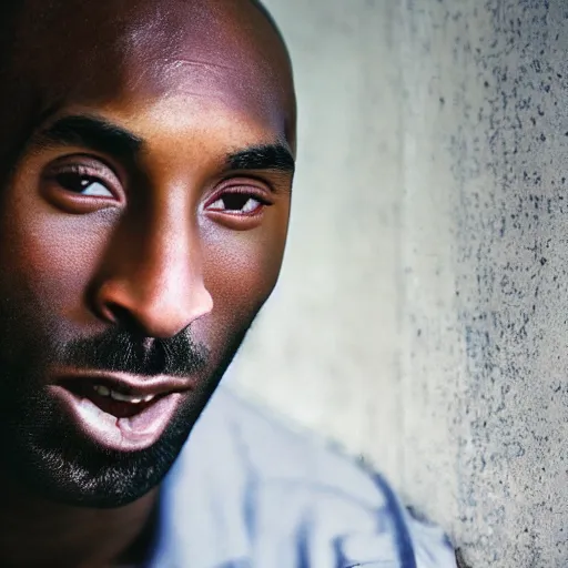 Image similar to closeup portrait of Kobe Bryant , new york back street , by Steve McCurry and David Lazar, natural light, detailed face, CANON Eos C300, ƒ1.8, 35mm, 8K, medium-format print