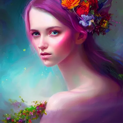 Image similar to colorful and Festive Captivating Fairy portrait, atmospheric lighting, painted, intricate, highly detailed by Charlie Bowater