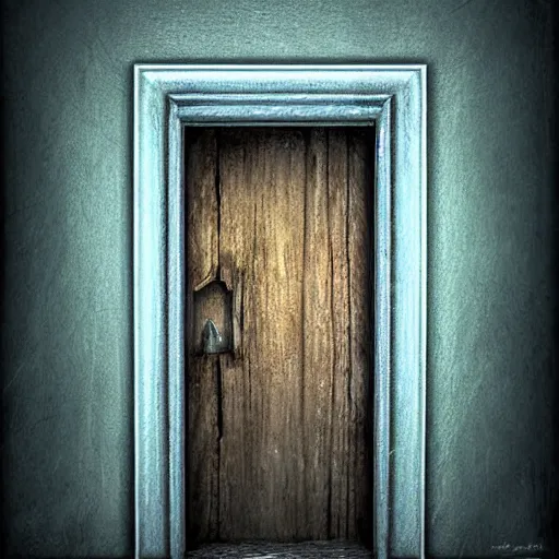 Image similar to portal opening behind an old door, digital art, 4 k, fantasy