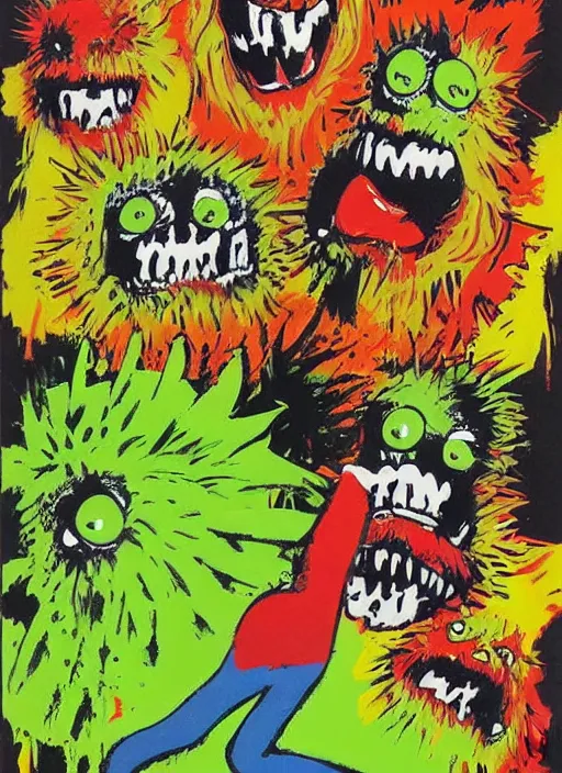 Prompt: tennis ball monsters poster artwork by Basil Gogos , clean