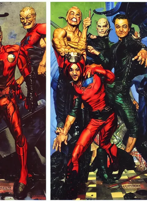 Image similar to full body and head portrait of udo kier as marvel villain, painted by norman rockwell and phil hale and greg staples and tom lovell and frank schoonover and jack kirby