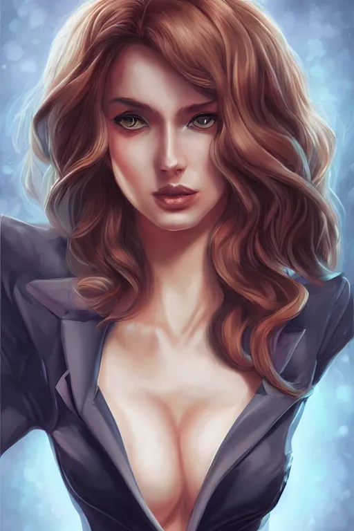 Image similar to Succubus in blazer portrait, by artgerm, WLOP