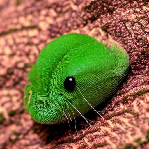 Image similar to photo of a cute caterpillar with a face like a cat