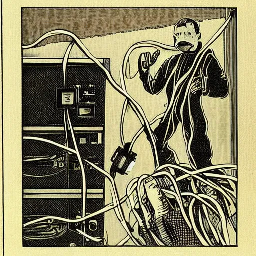 Image similar to a man bite in wires