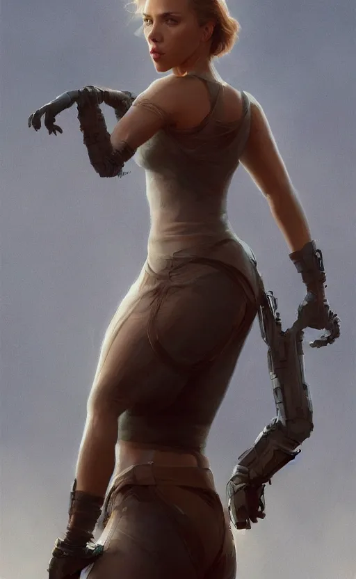 Prompt: scarlett johansson with an very long torso, possibly extra limbs, artgerm, intricate, detailed, volumetric lighting, digital painting, concept art, greg rutkowski