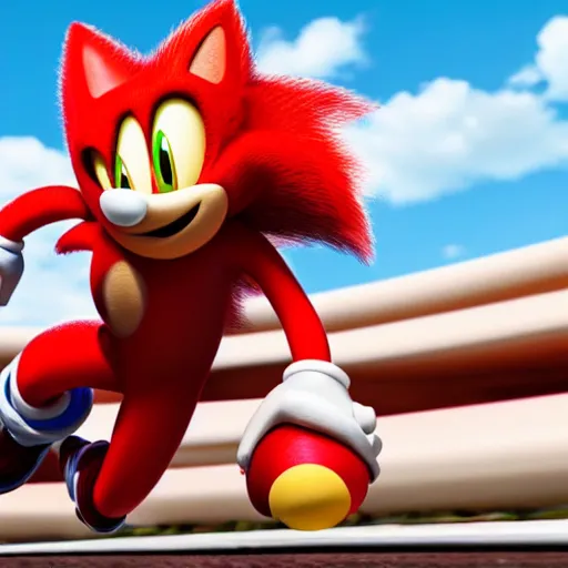 Image similar to eggman from sonic running fast, gorgeous, studio, dynamic lighting, 8k wide angle