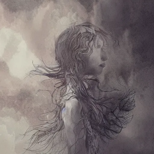 Image similar to dissociation, derealization, disconnection, fantasy illustration, detailed, abstract, amorphous, misty and eerie