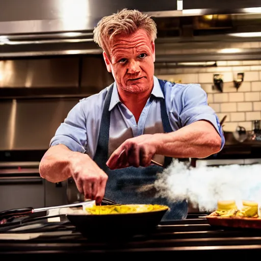 Prompt: Gordon Ramsey cooking with Walter White, realistic, ultra high detail, 8k.