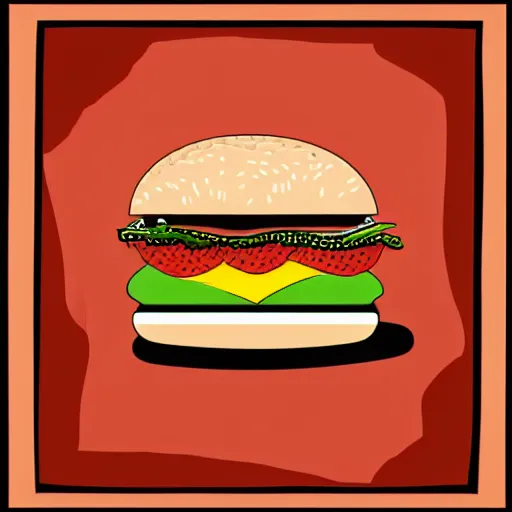 Image similar to pop art illustration of a cheeseburger, adobe illustrator