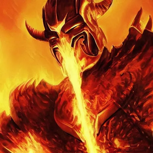 Prompt: surtur in heavy armor wearing a heavy platemail helmet, artstation hall of fame gallery, editors choice, #1 digital painting of all time, most beautiful image ever created, emotionally evocative, greatest art ever made, lifetime achievement magnum opus masterpiece, the most amazing breathtaking image with the deepest message ever painted, a thing of beauty beyond imagination or words