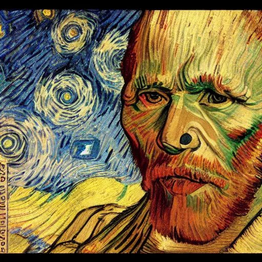 Prompt: A rendition of Vitruvians by Vinci but designed by Van Gogh doing space retreat, portrait, elegant, intricate, digital painting, concept art, sharp focus, illustration