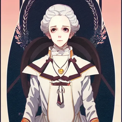 Image similar to symmetry!! portrait of george washington as an anime girl by krenz cushart and mucha and akihito yoshida and greg rutkowski,