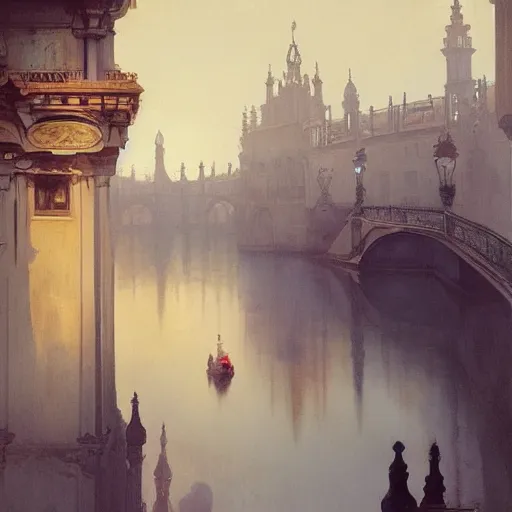 Image similar to sevilla city of spain, reflexions, verry high details by william turner art, greg rutkowski and alphonse mucha, trending on artstation, very very detailed, masterpiece,