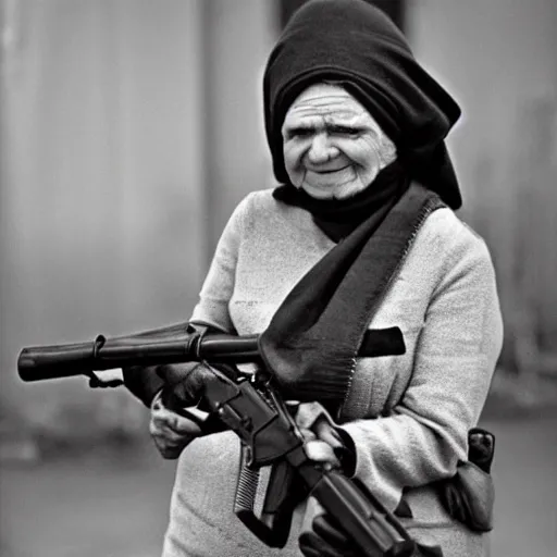 Image similar to babushka with machine gun