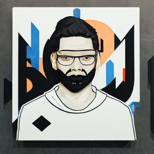 Prompt: Painting of Stephen Lee Bruner by Sachin Teng :4 stylish, asymmetrical, Matte Painting , Vector art, geometric shapes, hard edges, graffiti, street art:2 Masterpiece, high detail, by Sachin Teng:4