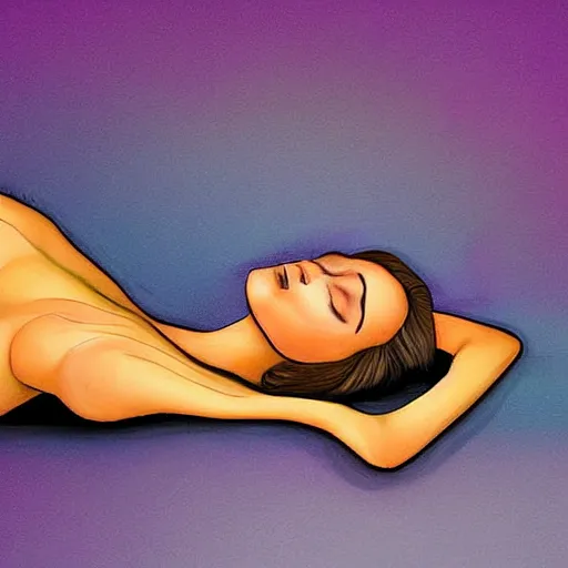 Prompt: This digital art is a beautiful example of use of color and light. The digital art depicts a woman reclining on a couch, with her head turned to the side and her eyes closed. The woman's body is bathed in a light, and her skin appears to glow. The artist has used a soft, delicate palette to create a sense of tranquility and serenity. The digital art is elegant and graceful, and the woman's face is incredibly expressive. It is a truly beautiful digital art. pastel by Ryan Stegman realist, colorful