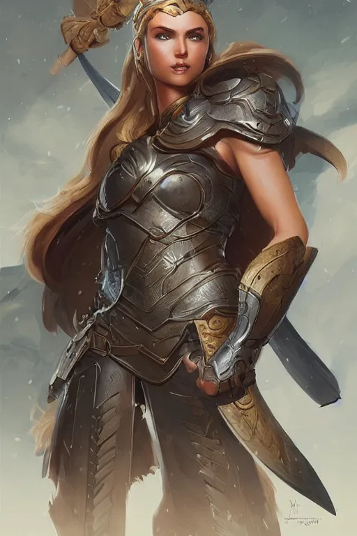 Image similar to amazon valkyrie athena, d & d, fantasy, portrait, highly detailed, headshot, digital painting, trending on artstation, concept art, sharp focus, illustration, art by artgerm and greg rutkowski and magali villeneuve