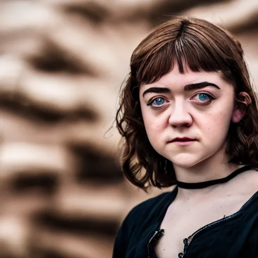 Image similar to portrait of young maisie williams in surabaya today, f/3.5, ISO 100