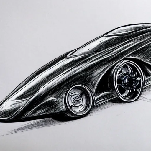 Image similar to ballpoint pen drawing of the batmobile