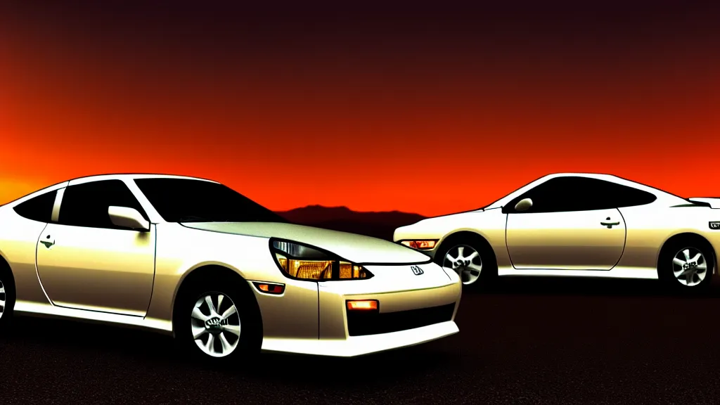 Image similar to Toyota Celica 2009, city sunset night, cinematic color, photorealistic, highly detailed