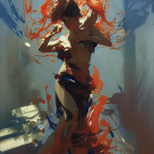 Prompt: explosion of paint, intricate, elegant, highly detailed, greg manchess, mucha, liepke, ruan jia, jeffrey catherine jones, ridley scott