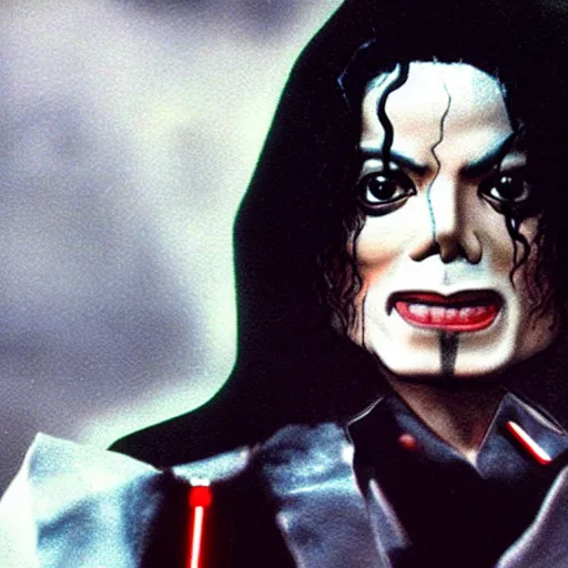 Image similar to A film still of Michael Jackson as a sith lord realistic,detailed