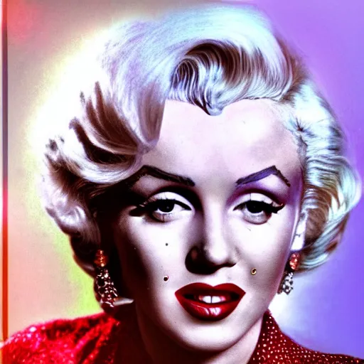 Prompt: colorful photograph of Marilyn Monroe lookalike in year 2032 high definition, extremely highly detailed