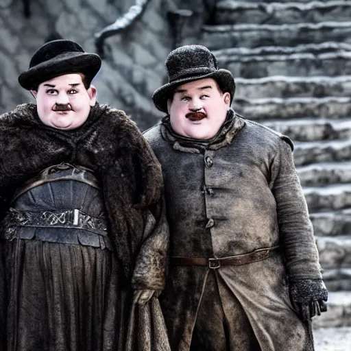 Image similar to oliver hardy and stan laurel in game of thrones