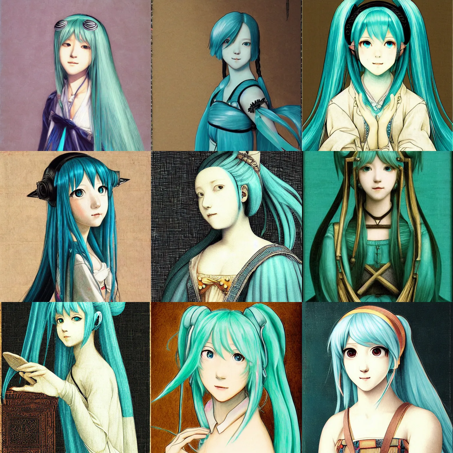 Prompt: Hatsune Miku portrait by Leonardo da Vinci