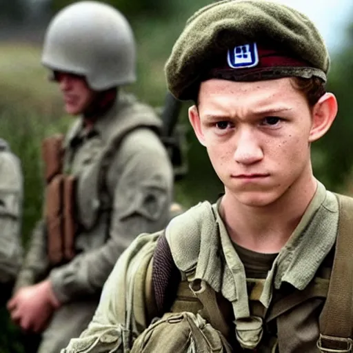 Image similar to Tom Holland starring in Saving Private Ryan