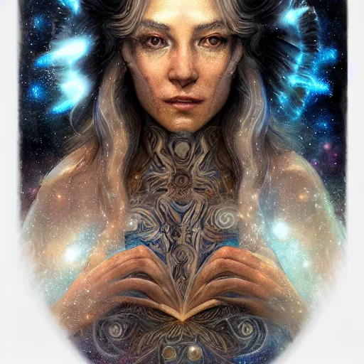 Image similar to a wlop 3 d render of very very very very super highly detailed beautiful mystic portrait of something with whirling galaxy around, tattoos by anton pieck, intricate, extremely detailed, digital painting, artstation, concept art, smooth, sharp focus, illustration, intimidating lighting, incredible art,