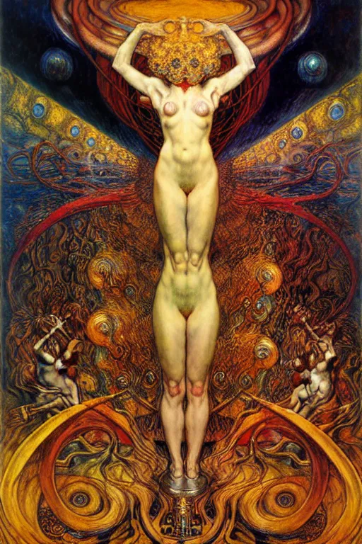 Image similar to Divine Chaos Engine by Karol Bak, Jean Delville, William Blake, Gustav Klimt, and Vincent Van Gogh, symbolist, visionary