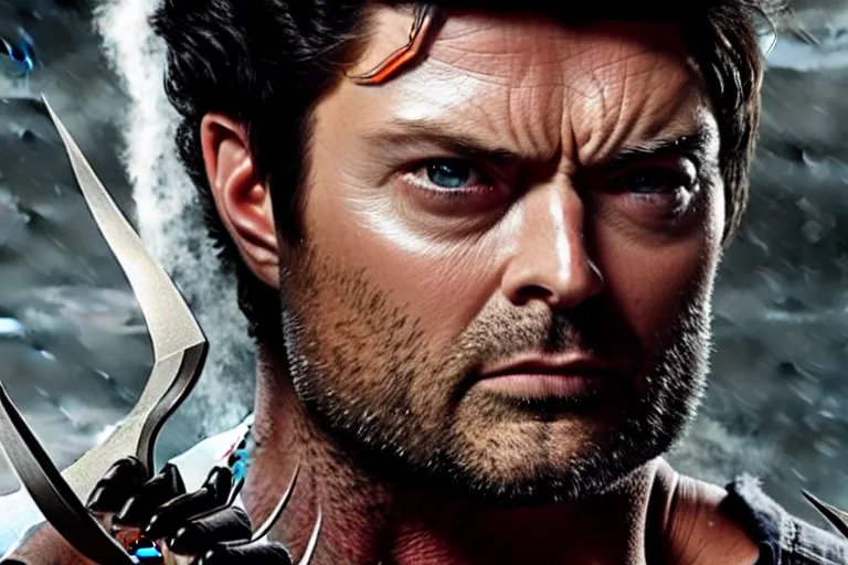 Prompt: film still frame of karl urban as wolverine, adamantium, high quality