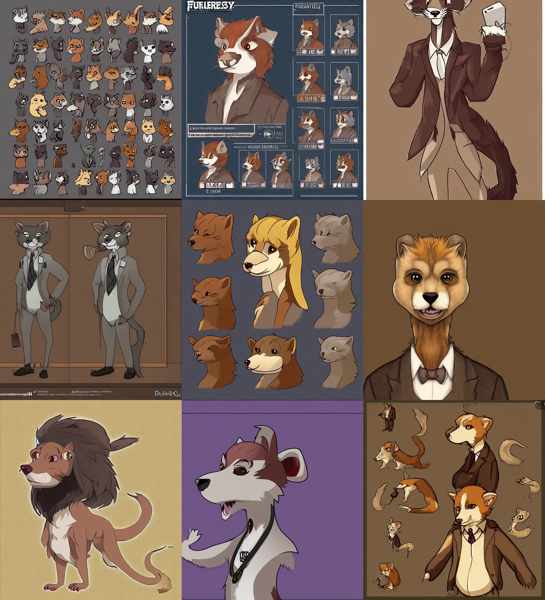 Image similar to furry - weasel - detective - fursona uhd ue 5 visual novel pc game expression art portrait sprite