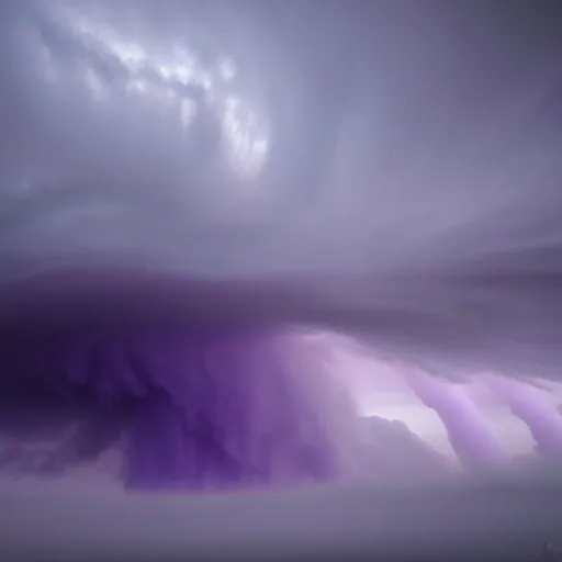 Image similar to amazing photo of a purple clouds in the shape of a tornado by marc adamus, beautiful dramatic lighting