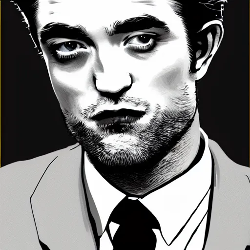 Image similar to robert pattinson as a godfather, digital art